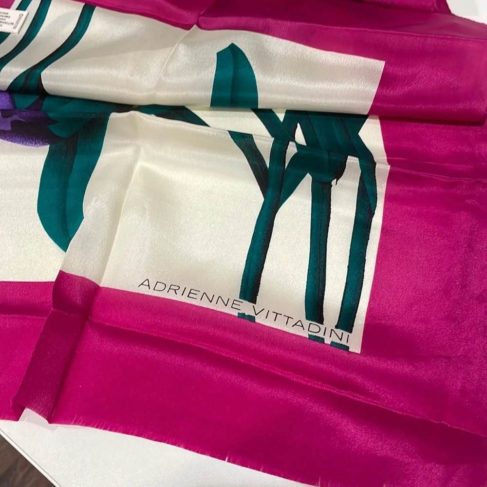 Vintage Adrienne Vittadini Floral Silk Scarf.